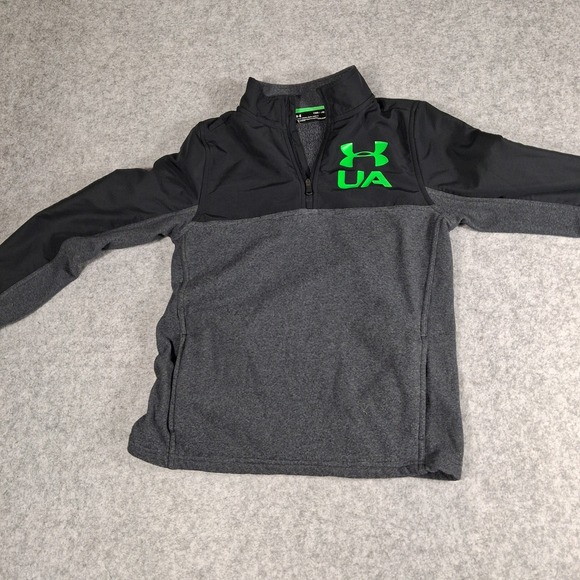 Under Armour Other - Under Armour 1/4 Zip Pullover Boys Medium Gray Black ColdGear Fleece 1299359